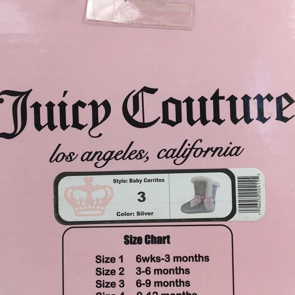 Juicy Couture Silver Glitter Sparkle Cerritos Boot Faux Fur Size 3m NEW In Box